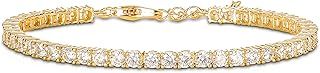 Silver Tennis Bracelet for Women, 925 Sterling Silver Bracelets for Women with 3mm White or Coloured Stones, Silver Ladies Eternity Bracelet, Silver Jewellery Gift for Women