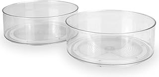 Revolving Organisers - Set of 2 | Spice Rack | Cupboard Storage Unit | Turntable Condiment Kitchen & Fridge Organiser | Lazy Susan | Pukkr