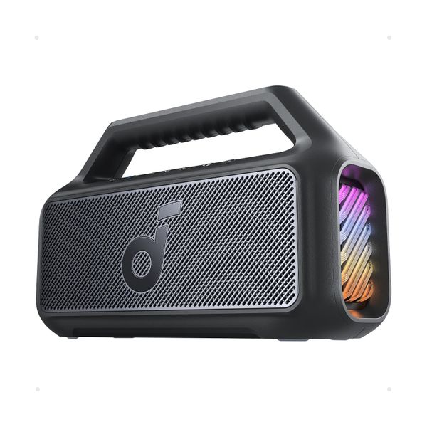 Soundcore Boom 2 Outdoor Speaker, 80W, Subwoofer, BassUp 2.0, 24H Playtime, IPX7 Waterproof, Floatable, RGB Lights, USB-C, Custom EQ, Bluetooth 5.3, Portable for Outdoors, Camping (Renewed)