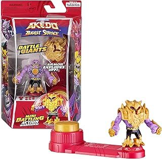 Legends of Akedo Beast Strike Battling Giant Gold Tusk. Mini Battling Warriors. Armor Explodes Off During Battle. Ready, Fight, Split Strike. Small