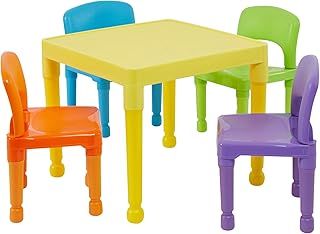 Liberty House Toys Children's Multi-Coloured Table & 4 Chairs Set, H x 51cm W x 43.5 cm D