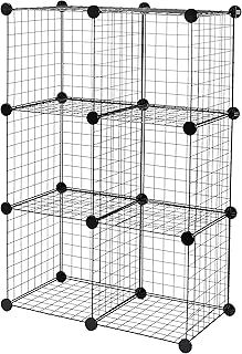 Amazon Basics 6 Cube Wire Grid Stackable Storage Shelves, Black, 66 x 32 x 96.5 cm