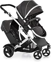 hauck Duett 2, Black - Baby & Toddler Tandem Pushchair with Raincover, Carrycot Convertible to Reversible Seat from Birth up to 15 kg & Second Seat from 6 Months, Compact & Foldable, Height-Adjustable