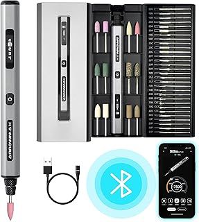 Smart Mini Electric Engraving Pen, HollowCup Motor, 42 Bits with Aluminum Case, OLED, Magnetic Charge, Mini Rotary Tool, Cordless Engraving Pen for Metal, Wood, Glass and Plastic (SGS MAX)