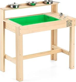 Mucky Mud Kitchen, Kids Pretend Kitchen Role Play, Waterproof Wooden Outdoor Eco-Friendly Playset with Cooking Toys Set, L60cm x H88cm x W30cm