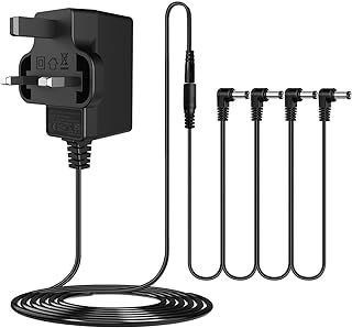 JOYO DC 9V Guitar Pedal Power Supply (800mA -1A) AC Wall Charger Adapter with 4 Way Daisy Chain Pedal Cables (8.8 FT), Compatible for Most Effect Pedals (Tip Negative)