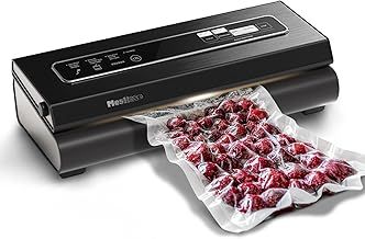 Vacuum Sealer Machine 90Kpa 6-in-1 Compact Food Vacuum Sealing Preservation System with Cutter | 2 Bag Rolls | 5 Pre-cut Bags | Dry&Moist Modes | ETL Listed (Dark Gray)
