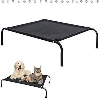 Elevated Dog Bed, Outdoor Metal Frame Raised Dog Cots Beds with No-Slip Feet & Breathable Mesh, Lightweight & Portable Indoor Outdoor Pet Beds Camping Beach Travel Use, 114cm x 76cm x 15cm