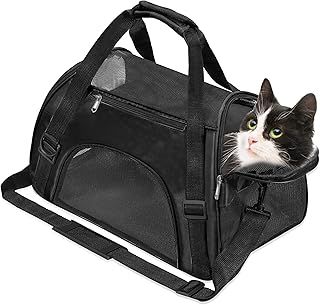Soft-Sided Foldable Cat/Dog/Pet/Puppy Carrier Bag,Portable Pets Travel Carriers For Cats/Dogs/Pets With Shoulder Strap & Removable Mat,Durable Comfort Cat Basket Airline Approved(Black,Medium)