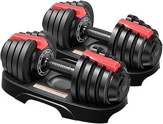 BRAINGAIN Adjustable Dumbbells Set 12.5kg / 24kg / 40kg Pair | Space Saving Adjustable Weights for Home Gym | Multiple Dumbbells in One | Smart Click Technology