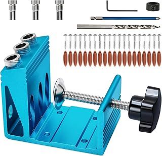 Pocket Hole Jig Kit All-in-One System 3 Drill Guide Joint Angle Tool Dowel Drill Joinery Screw Kit DIY Woodworking Tools Carpentry Locator