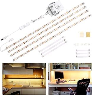 WOBANE Under Cabinet Lighting Kit,Flexible LED Strip Lights Bar,Under Counter Lights for Kitchen,Cupboard,Desk,Monitor Back,Shelf,6.6 Feet Tape Light Set,120 LEDs,1100lm,2700K WarmWhite,12v Adapter