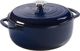 Lodge 5.68 litre / 6 quart Cast Iron/Porcelain Enamel Dutch Oven/Casserole Dish, Oyster White,EC6D13