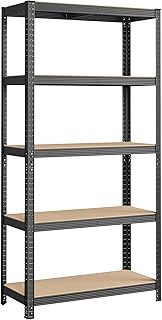 SONGMICS 5-Tier Shelving Unit, Steel Shelving Unit for Storage, Tool-Free Assembly, for Garage, Shed, Load Capacity 875 kg, 40 x 90 x 180 cm, Grey GLR040G01