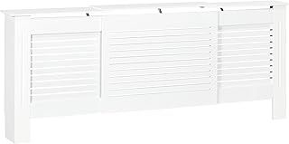 HOMCOM Extendable MDF Radiator Cover Home Office Slatted Design White 139-208.5L x 20.5W x 82.5H cm