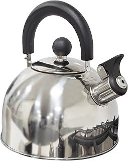 65580 2L Whistling Camping Kettle/Durable and Lightweight/Pouring Spout and Heat-Resistant Handle/Stainless Steel/Ideal for Camping, Fishing, Workshops and Garages