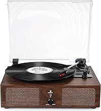 Udreamer Vinyl Player Record Player with Built-in Speakers, Bluetooth Turntable Belt-Driven, Vintage Phonograph with 3 Speeds for Musical Enjoyment and Home Decoration (coffee)
