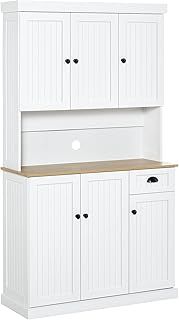 HOMCOM Unit Cabinet Drawer Storage Pantry Home Display Shelf Smooth Surface Freestanding Kitchen Cabinet White 180x101cm