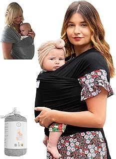 UK Seller Baby Sling Carrier Wrap, Newborn to 35lbs, Organic Cotton, Small/Medium or Plus Size, Black or Grey, Safety Tested
