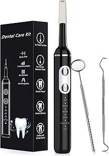Plaque Remover for Teeth, Wagner Stern Stainless Steel Plaque Remover with 5 Modes & LED Light for Plaque Stain Removal, Stain Remover with 4 Heads, Rechargeable