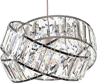 Giggi Modern Chrome Light Shade with Clear Acrylic Crystals 19cm x 29cm, Lampshades for Ceiling Lights, Interwoven Rings Pendant Light Shade, Lamp Shades for Bedroom, Living Room, Kitchen, Hallway
