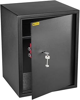 HomeSafe HV50K Safe Box with Key Lock, 50x35x35cm (HxWxD), Money Safe Lock Box for Home Security, Storage Safety Locker, Safe for Cash Savings, Jewelry or Money, Document safe for office