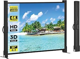 Portable Projector Screen with Stand, 50 Inch 4:3, Outdoor Projector Screen, Lightweight and Retractable, 1.2 High Gain Wrinkle-free Projection Screens, For Home Cinema, Meeting Presentation.
