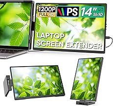 Laptop Screen Extender,14" FHD 1200P IPS External Portable Monitor for Laptop, Plug & Play Dual Screen Monitor for 14"-17" Laptops,Compatible with Mac, Wins, Chrome, Android,Dex