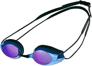 arena Tracks Mirror Unisex Adult Race Swimming Goggles, Standard Pool Goggles with Anti-Fog Mirrored Lenses, UV Protection, 4 Interchangeable Nose Bridges, Silicone Seals