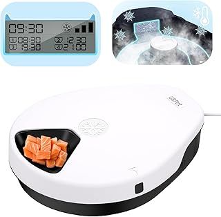 UBPET Automatic Cat Feeder Wet Food with Cooling, 1-4 Days Freshness Semiconductor Refrigeration Technology, Cat Feeder Automatic with Timer for Day/Wet Food, Premium Plates, Washable, for Cats/Dogs
