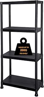 3/4/5 Tier - Plastic Shelving Unit | Garage Shelving Units | Storage Shelves | Shelving Units for Storage | Plastic Racking | Racking Shelving Unit Warehouse, Garage, Shed, and Workshop (4 Tier)