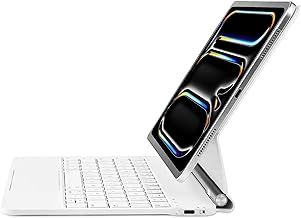 Synchro Bands Magic Keyboard for iPad Pro 11-inch (M4) 2024, Magnetic iPad Pro 11 inch M4 Keyboard Case with Multi-Touch Trackpad, Great Typing Experience,Backlit (White)