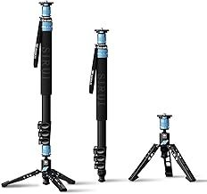 SIRUI AM-404FL Camera Monopod With Feet for Photography, 190cm Aluminum With Removable Tripod Stand Base, 4-Sections Travel Lightweight for DSLR, Camcorder, Max Load 12kg