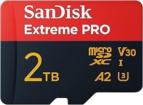 SanDisk Extreme PRO micro SD card + SD adapter 2TB (For Smartphones, Action Cams, Drones, Speeds up to 250 MB/s, 5K, 4K UHD) A2 App Performance + RescuePro Deluxe UHS-I, C10, U3, V30