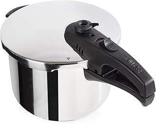 Tower T80244 6L/22cm Pressure Cooker with Steamer Basket, Stainless Steel, Silver