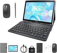 EagleSoar Android 10 inch 64GB Storage 1TB TF Expansion, Dual Camera, 10.1'' FHD+ IPS, Support 2.4G&5G WiFi, Bluetooth 5.0, GPS with Wireless Mouse, Keyboard, Pen, Tablet Case