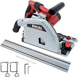 Excel 165mm Plunge Saw 1200W/240V with 1 x Guide Rail, Connector & Clamp - Plunge saw with guide rail, Get Precise Cuts with Excel plunge saw, Circular saw, Bench Saw, 1200w PlungeSaw, 240V Plunge saw