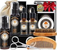 Upgraded Beard Grooming Kit w/Beard Conditioner,Beard Oil,Beard Balm,Beard Brush,Beard Wash,Beard Comb,Scissor,Bag,E-Book,Valentines Fathers Birthday Gifts for Men Him Dad Husband Boyfriend