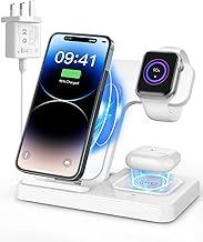 3 in 1 Wireless Charger, Foldable Charging Station Dock for iPhone 16/15/14/13/12/11/SE/X/8 and Apple Watch Ultra/8/7/6/SE/3/2, AirPods Pro/Pro2/2/3(Q3.0 Adapter Included)