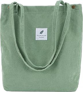 Funtlend Large Corduroy Tote Bag for Women Corduroy Tote Bag Women Cord Handbags Totebag for School Shopping Work College Casual