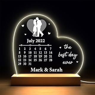 Personalised Gifts For Girlfriend, Anniversary Date Gift For Her Him Boyfriend, The Best Day Ever LED Light Sign