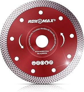 115mm Diamond Cutting Discs for Angle Grinder - Super Thin Fast, Clean Cut on Porcelain, Granite, Marble, Concrete, Tiles, Stones, Bricks & Ceramics- 4.5" Wheel - Size 115 x 1.4 x 22.23mm