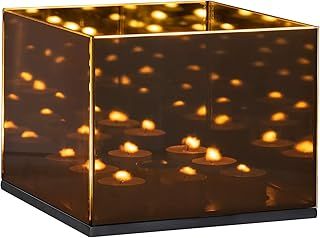 Infinity Tealight Candle Mirror Box | Decorative Reflectiv Optical Illusion Mirror | Dark Glass Magic Effect (9 Candle Holder)
