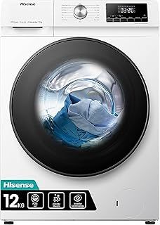 Hisense WFQA1214EVJM Freestanding 12 KG Front Load Washing Durable Inverter Machine Steam Wash Quick Wash 15 Washing Programs 1400 RPM White Energy Rating A