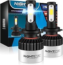 Nighteye H7 Led Headlight Bulbs, 350% Extremely Bright H7 Led Bulb 9000LM 72W, Car H7 Led Headlight Conversion Kit, 6500K Cool White Replacement H7 Headlight Bulb (2 PCS)