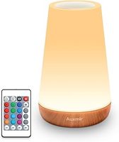 Auxmir Night Light, LED Touch Bedside Table Lamp, Remote Control Dimmable Light with RGB Color Changing, USB Rechargeable, Portable Lamp for Children, Kids, Bedroom, Living Room, Camping