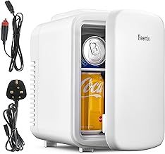 Mini Fridge 4 Litre, 6 Can Portable AC+DC Power Cooler & Warmer, Portable Small Fridge for Bedrooms, Cars, Offices; Skincare, Makeup, Cosmetics, Food (Pearlescent White, 4L)