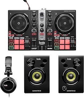 Hercules DJLearning Kit MK2 – Complete DJ Bundle with DJControl Inpulse 200 MK2, DJMonitor 32 Studio Monitors, and HDP DJ45 Headphones
