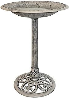 Stone Effect Traditional Ornamental Plastic Pedestal Free Standing Wild Bird Bath Outdoor Garden Feeder