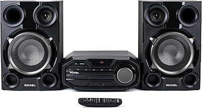 Roxel Roar CD Player Mini Hi-Fi System, 100W Speakers, BT Streaming, USB MP3 Playback, FM Radio, CD/CD-R/RW Compatible, AUX-In, Headphone Socket, Remote Control, Carbon & Gunmetal Finish (RCD-660)
